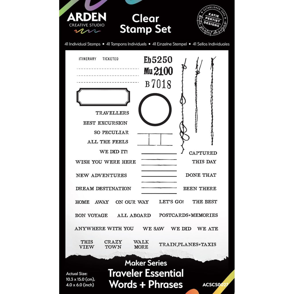 Arden Creative Studio Maker Series Traveler Essential Words and Phrases Clear Stamp Set acscs0027