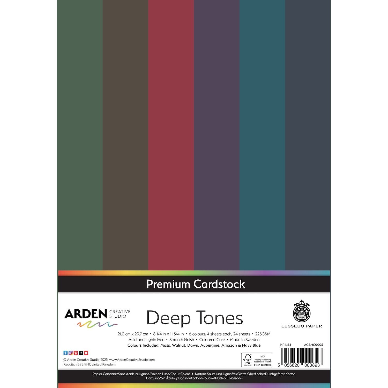 Arden Creative Studio Premium A4 Cardstock Deep Tones acsmc0005
