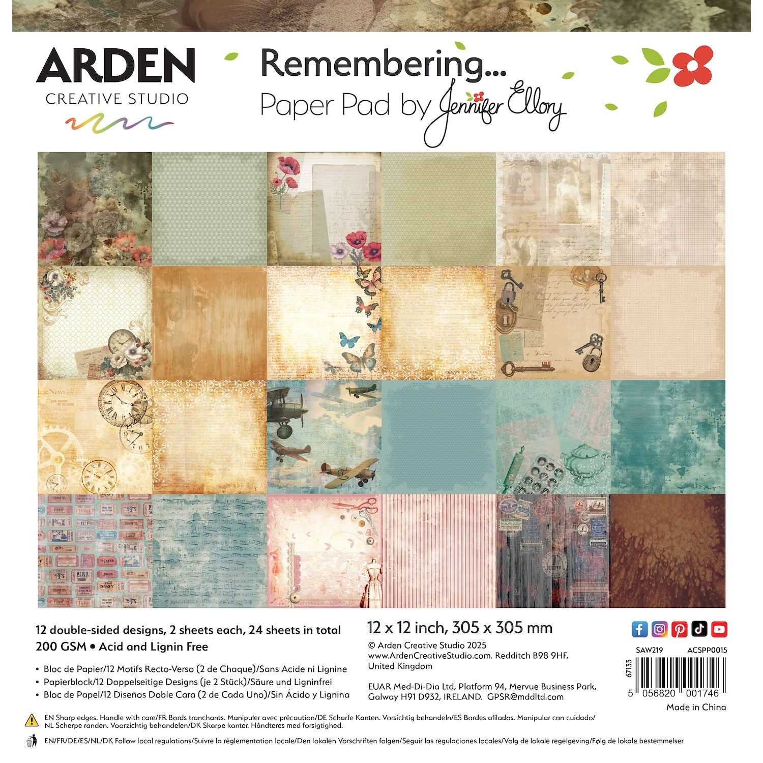 Arden Creative Studio Remembering 12x12 Paper Pad acspp0015
