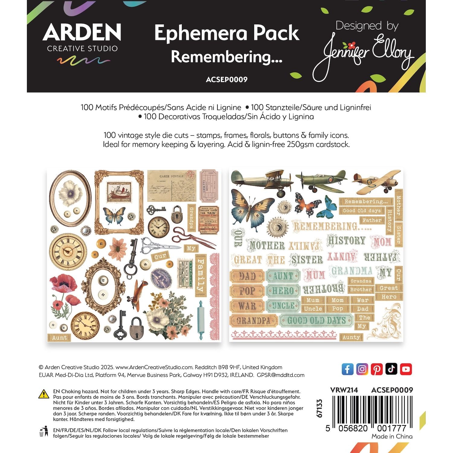 Arden Creative Studio Remembering Ephemera Pack acsep0009
