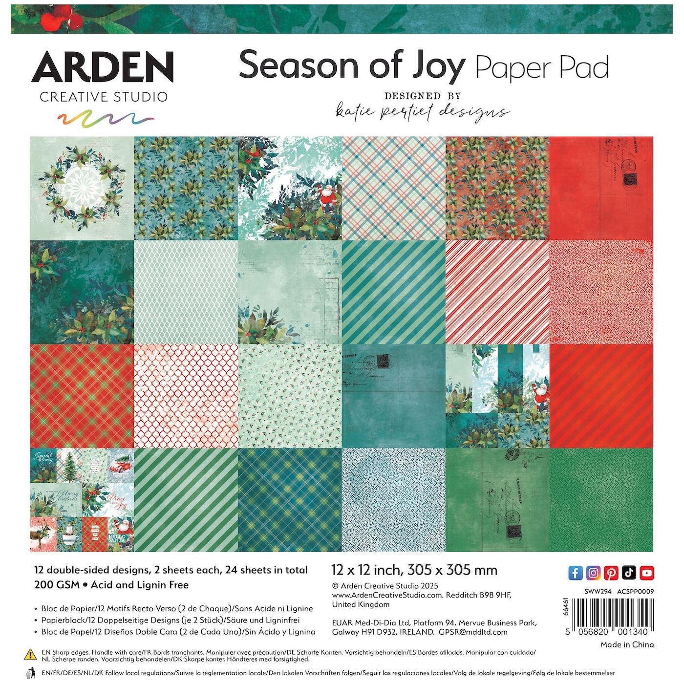 Arden Creative Studio Season of Joy 12x12 Paper Pad acspp0009
