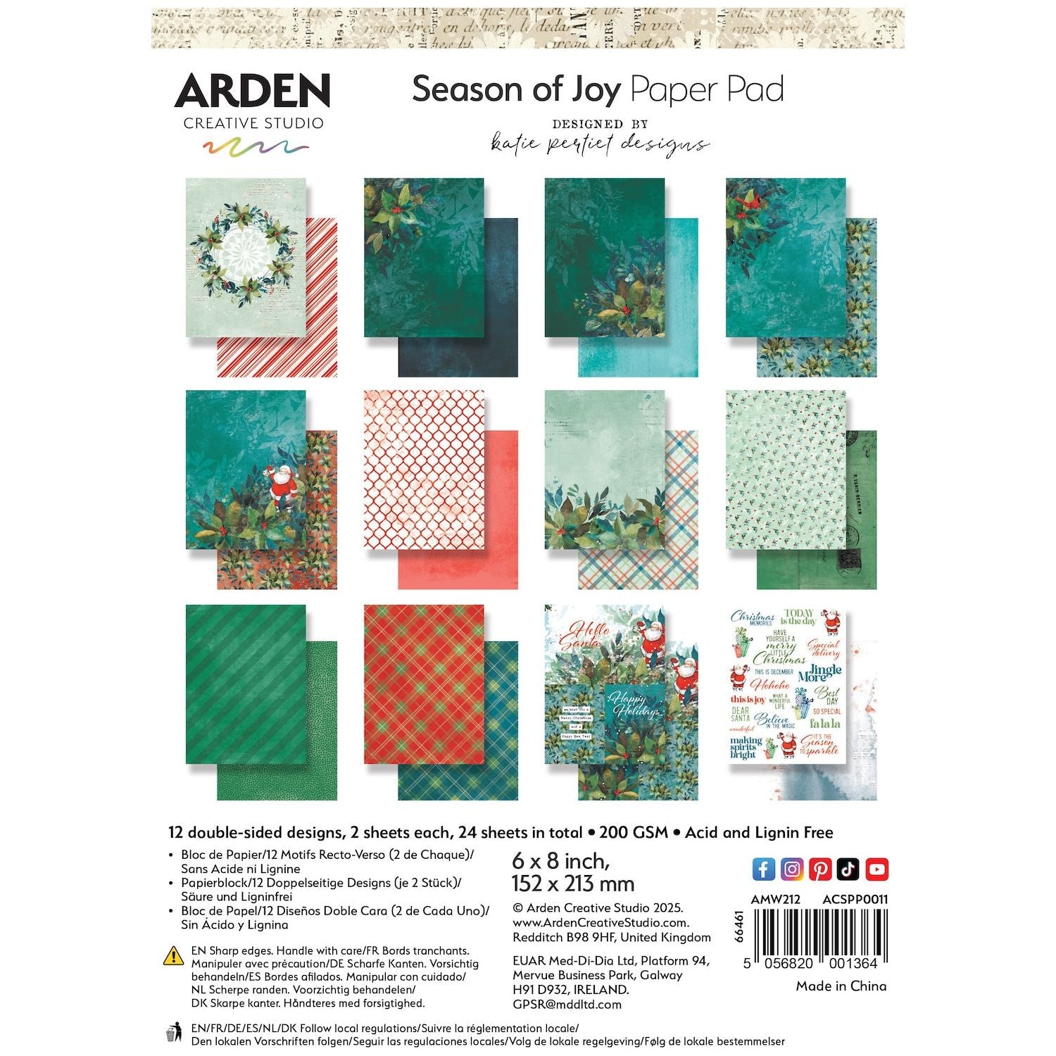 Arden Creative Studio Season of Joy 6x8 Paper Pad acspp0011