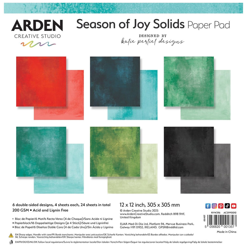 Arden Creative Studio Season of Joy Solids 12x12 Paper Pad acspp0010
