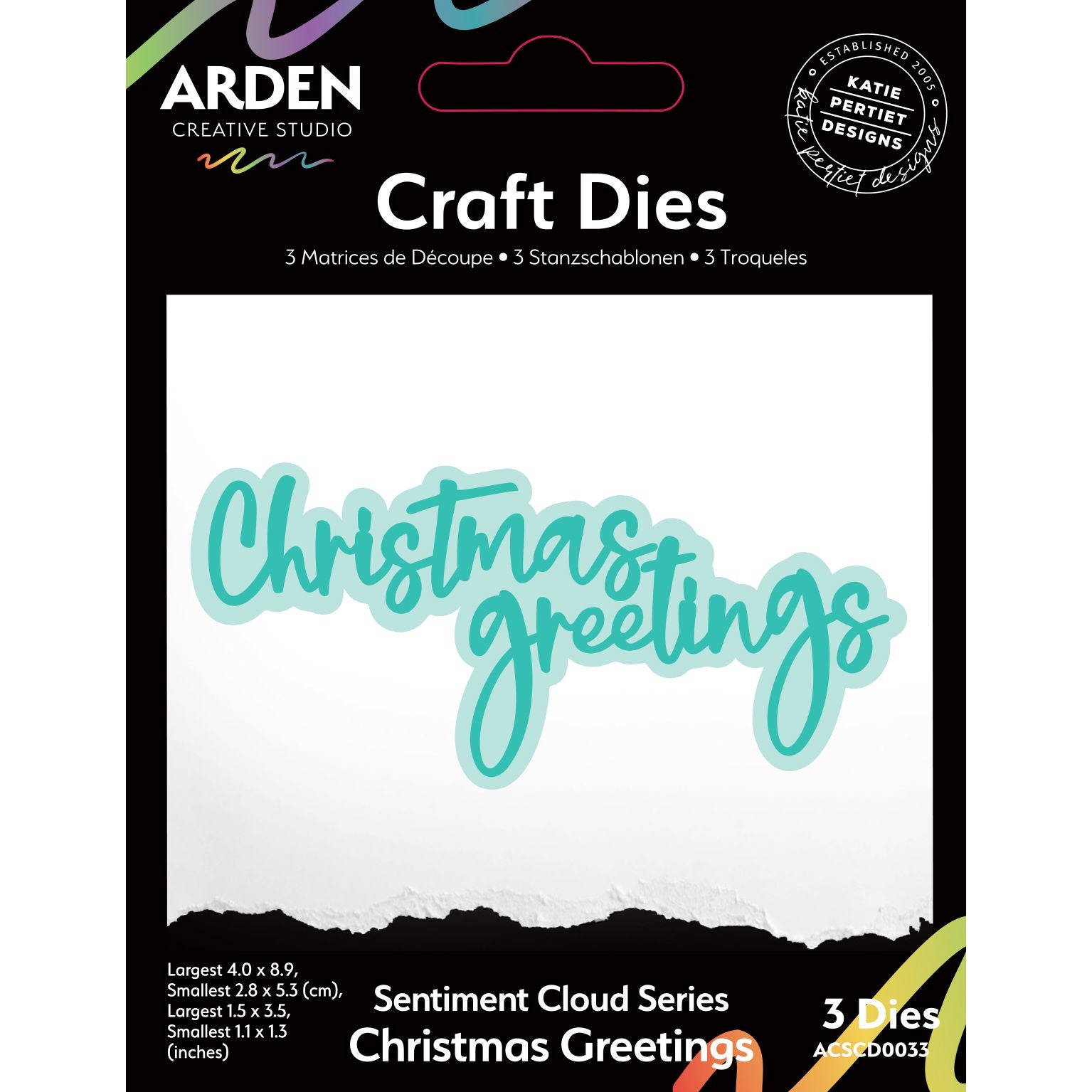 Arden Creative Studio Sentiment Cloud Series Christmas Greetings Dies acscd0033