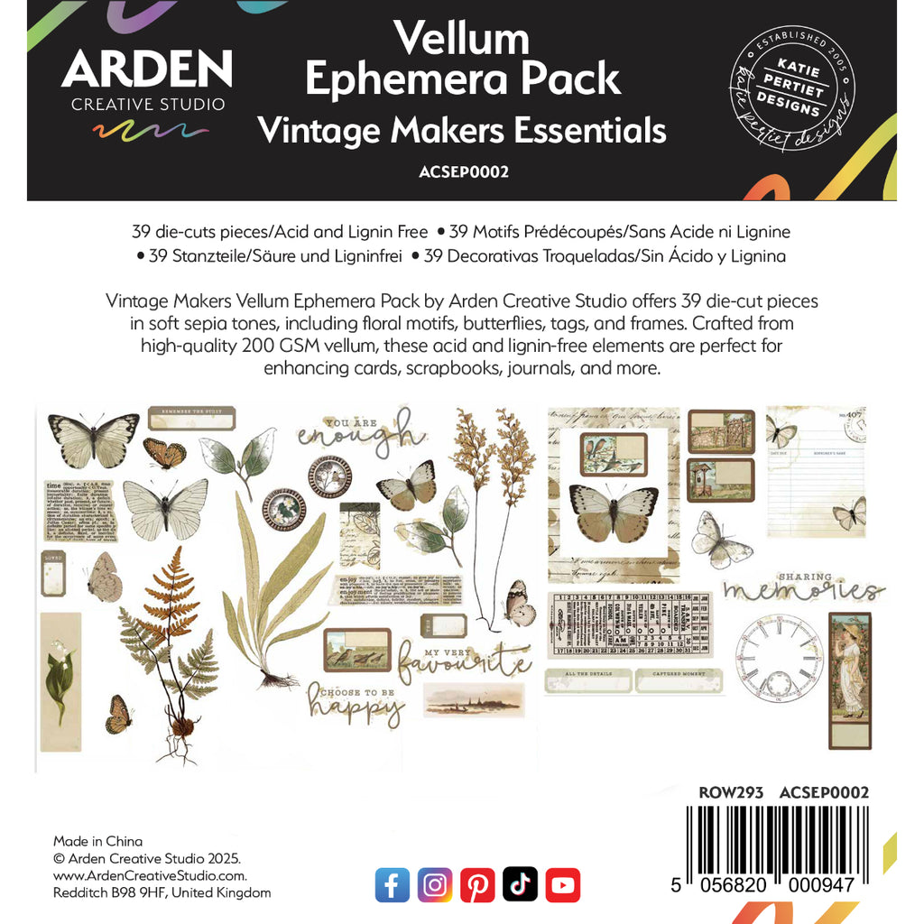 Arden Creative Studio Vellum Ephemera Pack acsep0002 package