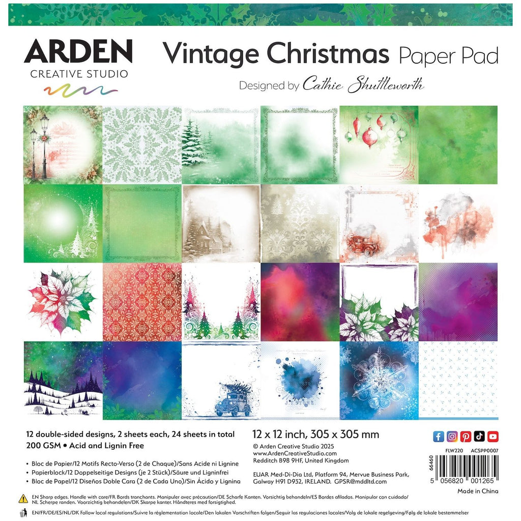 Arden Creative Studio Vintage Christmas 12x12 Paper Pad acspp0007