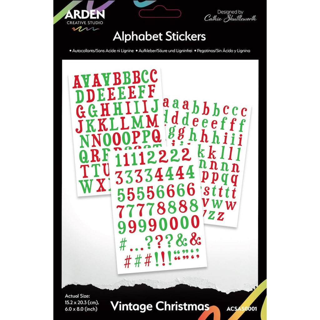 Arden Creative Studio Vintage Christmas Alphabet Stickers acsas0001