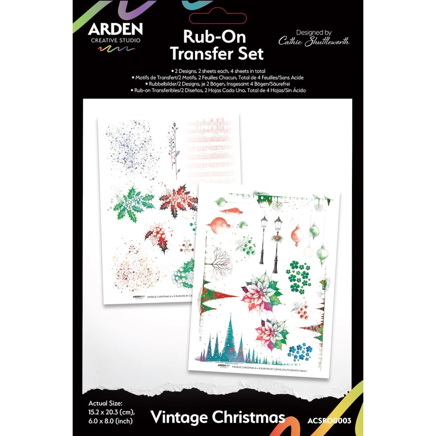 Arden Creative Studio Vintage Christmas Rub On Transfer Set acsro0003