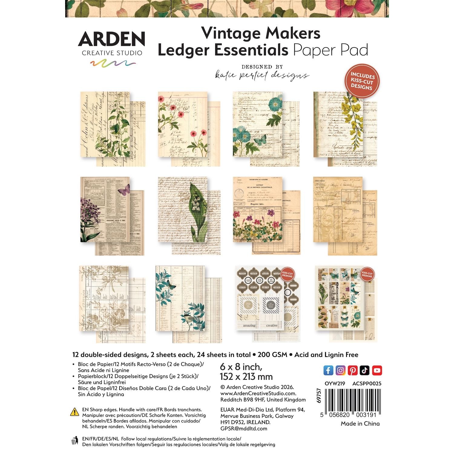 Arden Creative Studio Vintage Makers Ledger Essentials 6x8 Paper acspp0025