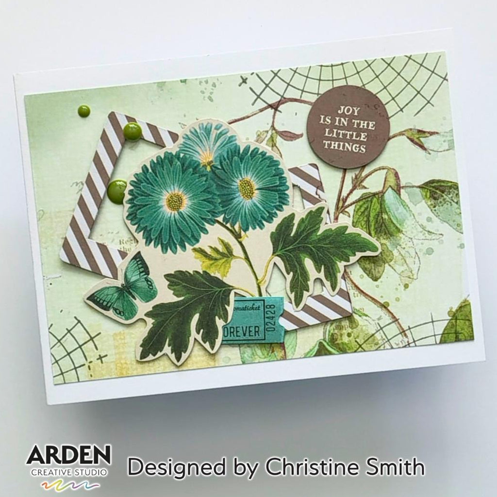 Arden Creative Studio Vintage Makers Ledger Essentials 6x8 Paper acspp0025 green flowers