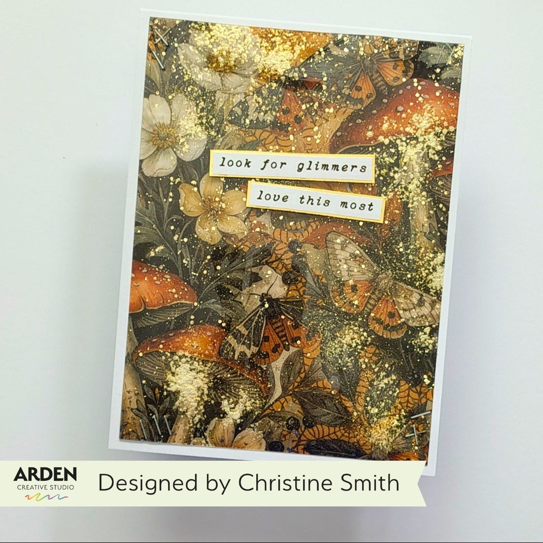 Arden Creative Studio Wicked Woods 6x8 Decoupage Paper acsdp0005 mushroom moths with flowers card christine smith