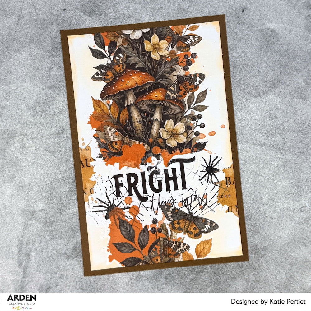 Arden Creative Studio Wicked Woods 6x8 Rub On Transfer Set acsro0012 mushrooms spider fright card katie pertiet
