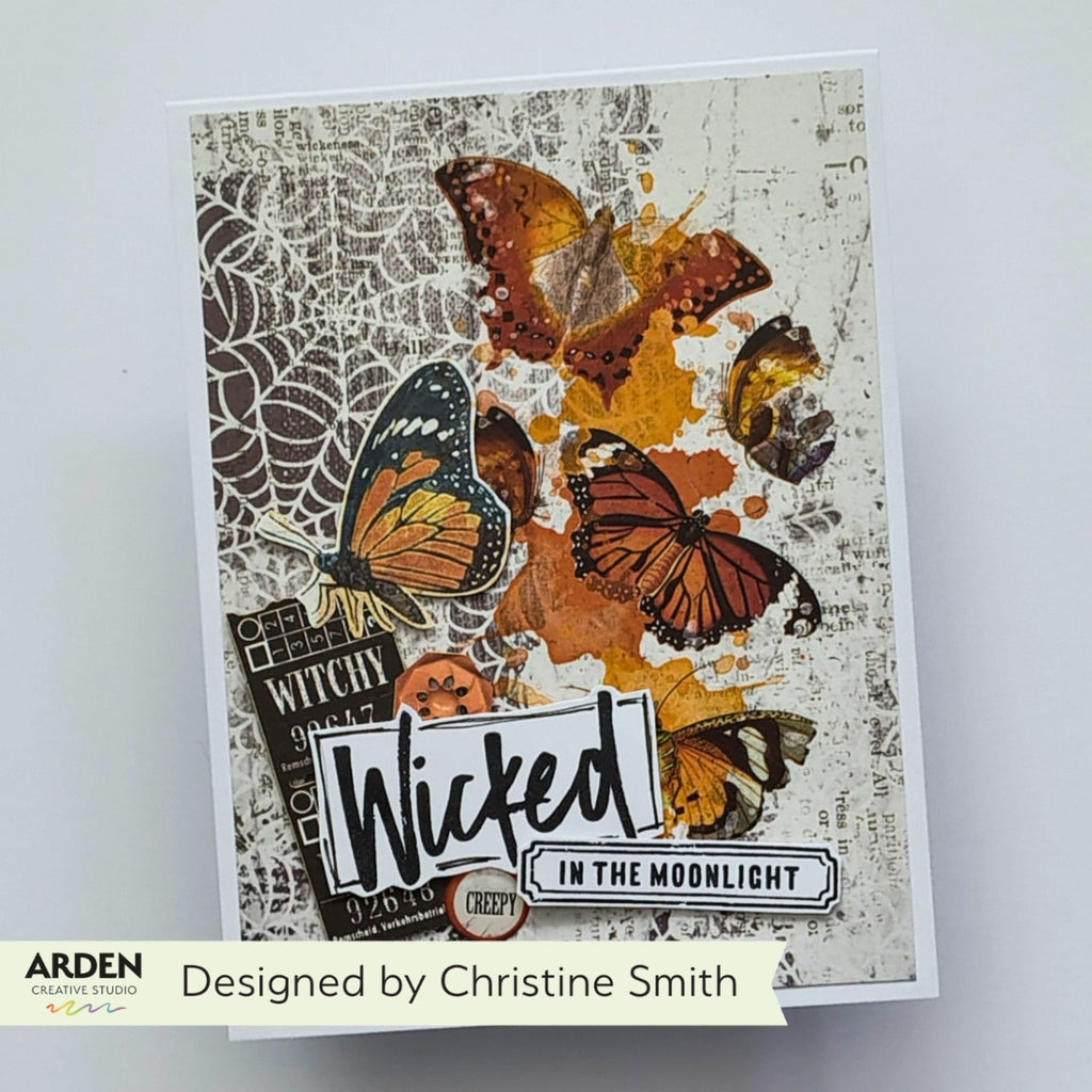 Arden Creative Studio Wicked Woods Batty Clear Stamp Set acscs0036 blutterflies creepy wicked card christine smith