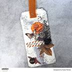 Arden Creative Studio Wicked Woods Laser Cuts acslc0011 orange flower spiderweb background beware tag card katie pertiet