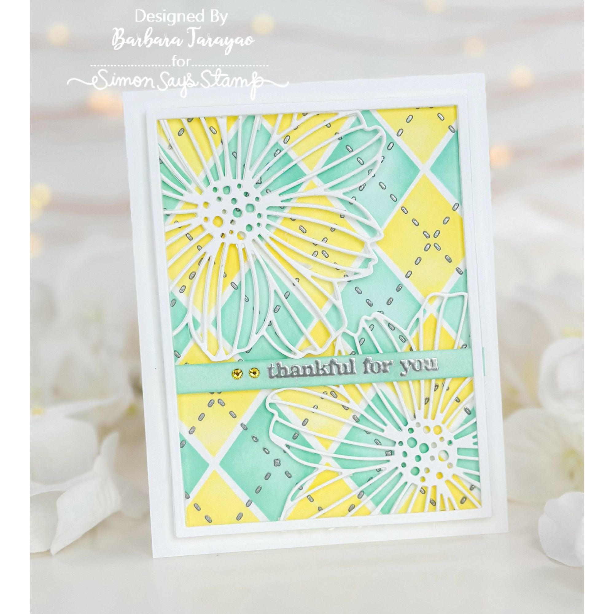 Simon Says Stamp Set of 3 Stencils Argyle Builder 1075st Rain or Shine Thankful Card | color-code:ALT02