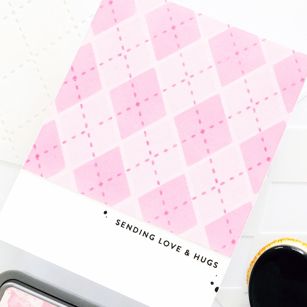 Simon Says Stamp Set of 3 Stencils Argyle Builder 1075st Rain or Shine Love and Hugs Card