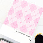Simon Says Stamp Set of 3 Stencils Argyle Builder 1075st Rain or Shine Love and Hugs Card