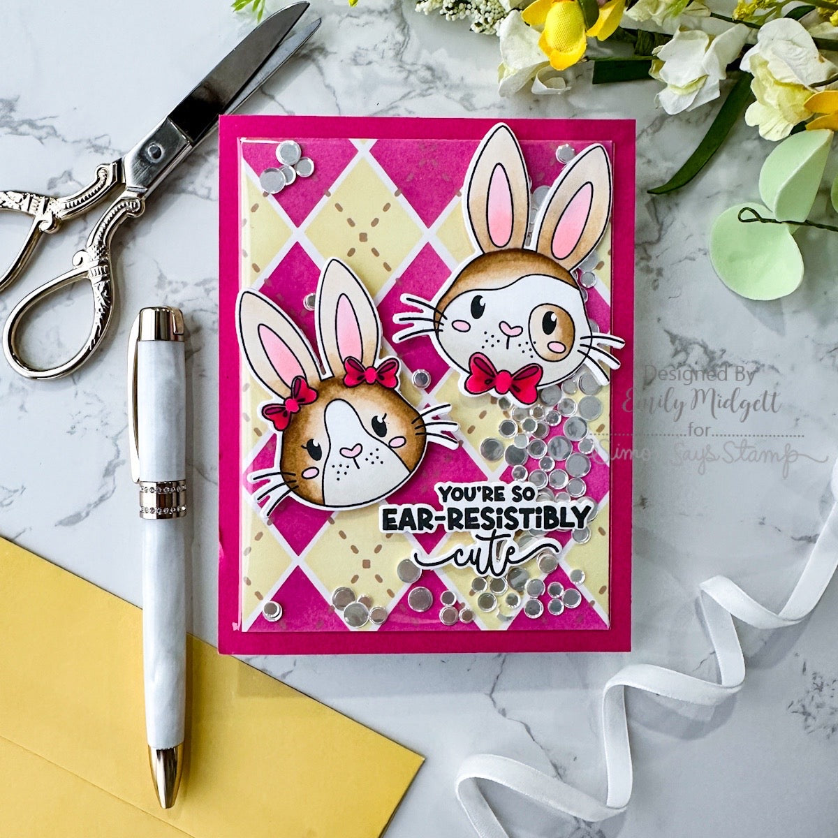 Simon Says Stamp Set of 3 Stencils Argyle Builder 1075st Rain or Shine Easter Card | color-code:ALT05