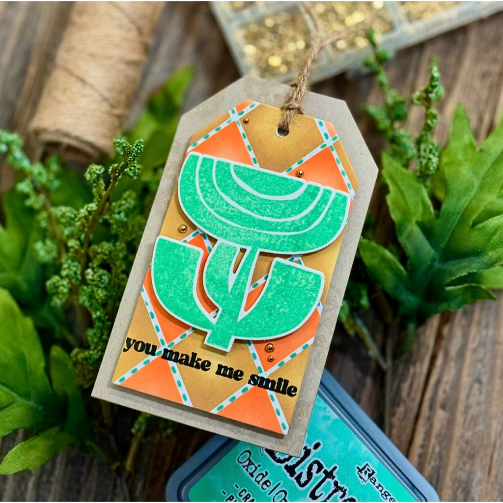 Simon Says Stamp Set of 3 Stencils Argyle Builder 1075st Rain or Shine Smile Tag