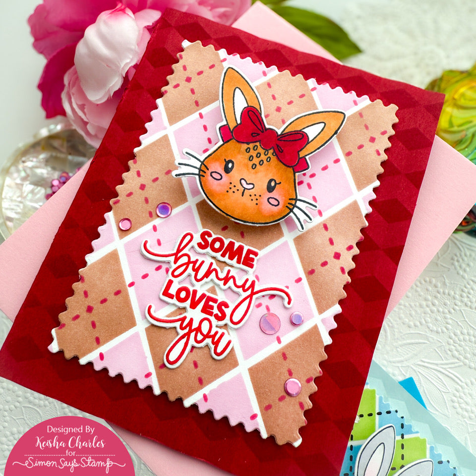 Simon Says Stamp Set of 3 Stencils Argyle Builder 1075st Rain or Shine Easter Card