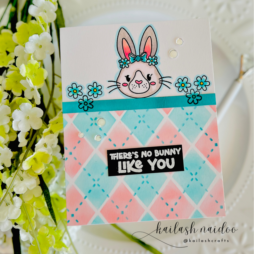 Simon Says Stamp Set of 3 Stencils Argyle Builder 1075st Rain or Shine Easter Card