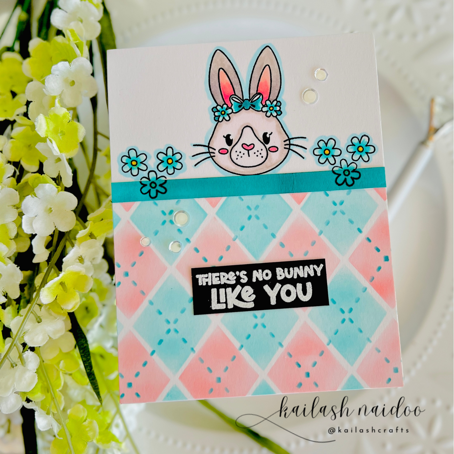 Simon Says Stamp Set of 3 Stencils Argyle Builder 1075st Rain or Shine Easter Card