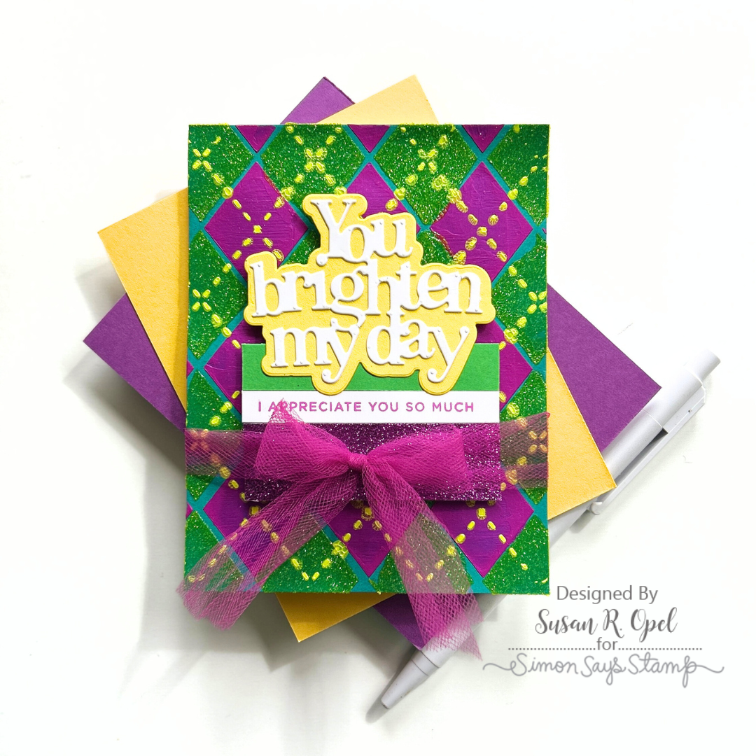Simon Says Stamp Set of 3 Stencils Argyle Builder 1075st Rain or Shine Friend Card