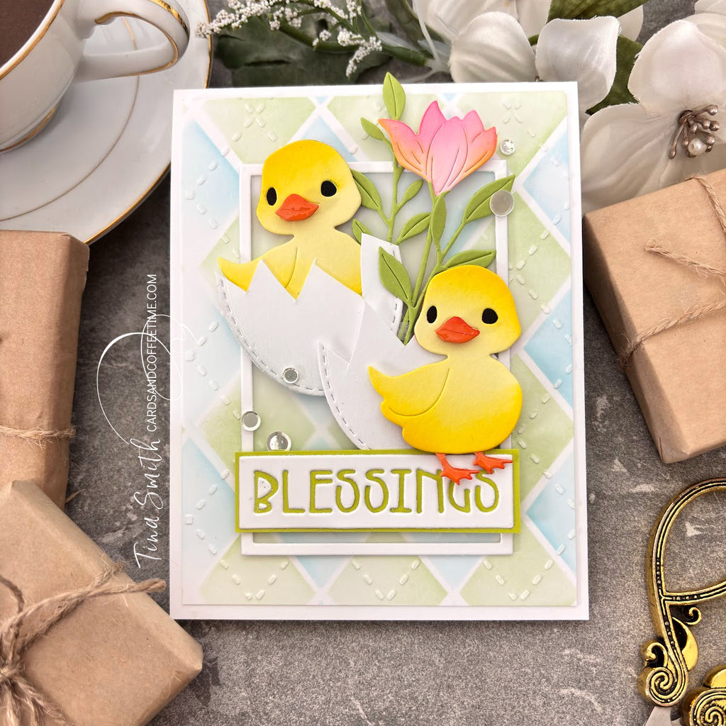 Simon Says Stamp Set of 3 Stencils Argyle Builder 1075st Rain or Shine Easter Card | color-code:ALT04