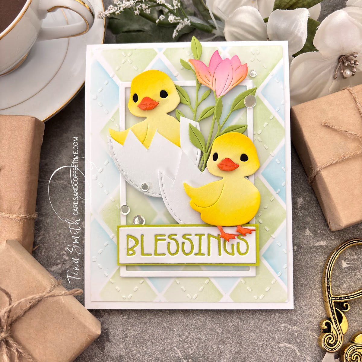 Simon Says Stamp Set of 3 Stencils Argyle Builder 1075st Rain or Shine Easter Card | color-code:ALT04