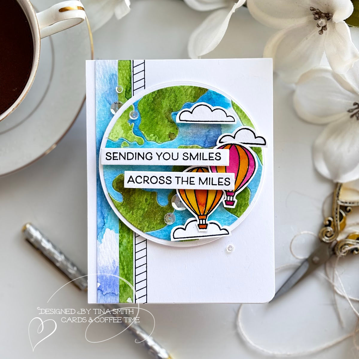 Simon Says Stamps and Dies Around the World Bundle set800aw Sunny Vibes Sending Smiles Card