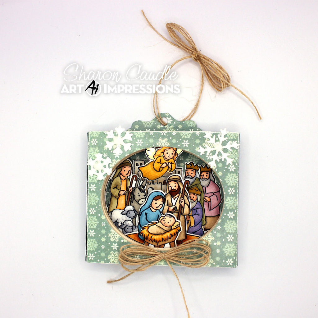 Art Impressions A Christmas Story Storybook Stamps and Template ornament created with both pieces full detail