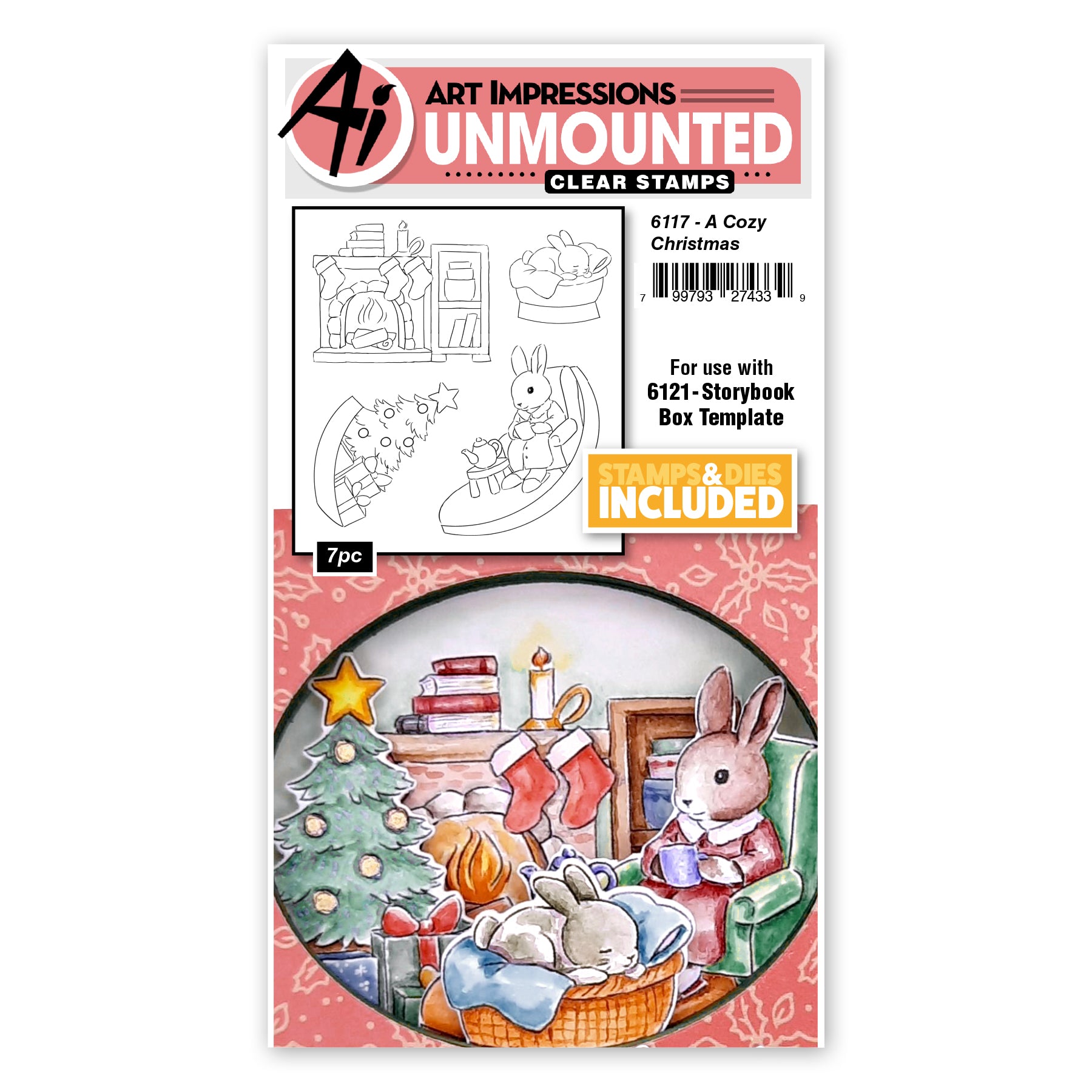 Art Impressions A Cozy Christmas Set Storybook Stamps and Dies 6117