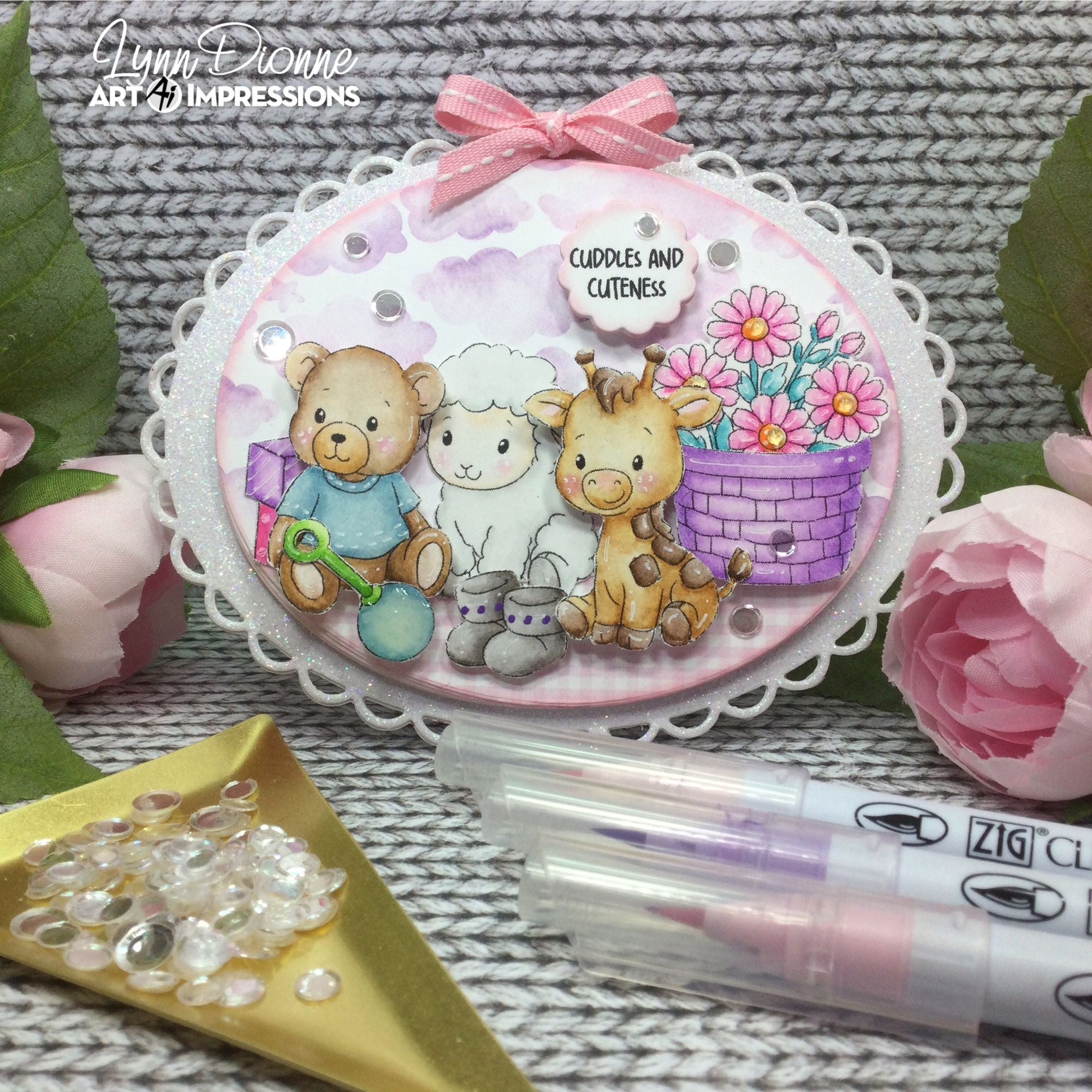 Art Impressions Baby Keepsake Stamps and Dies 6103 Cuddles and Cuteness Baby Girl Card