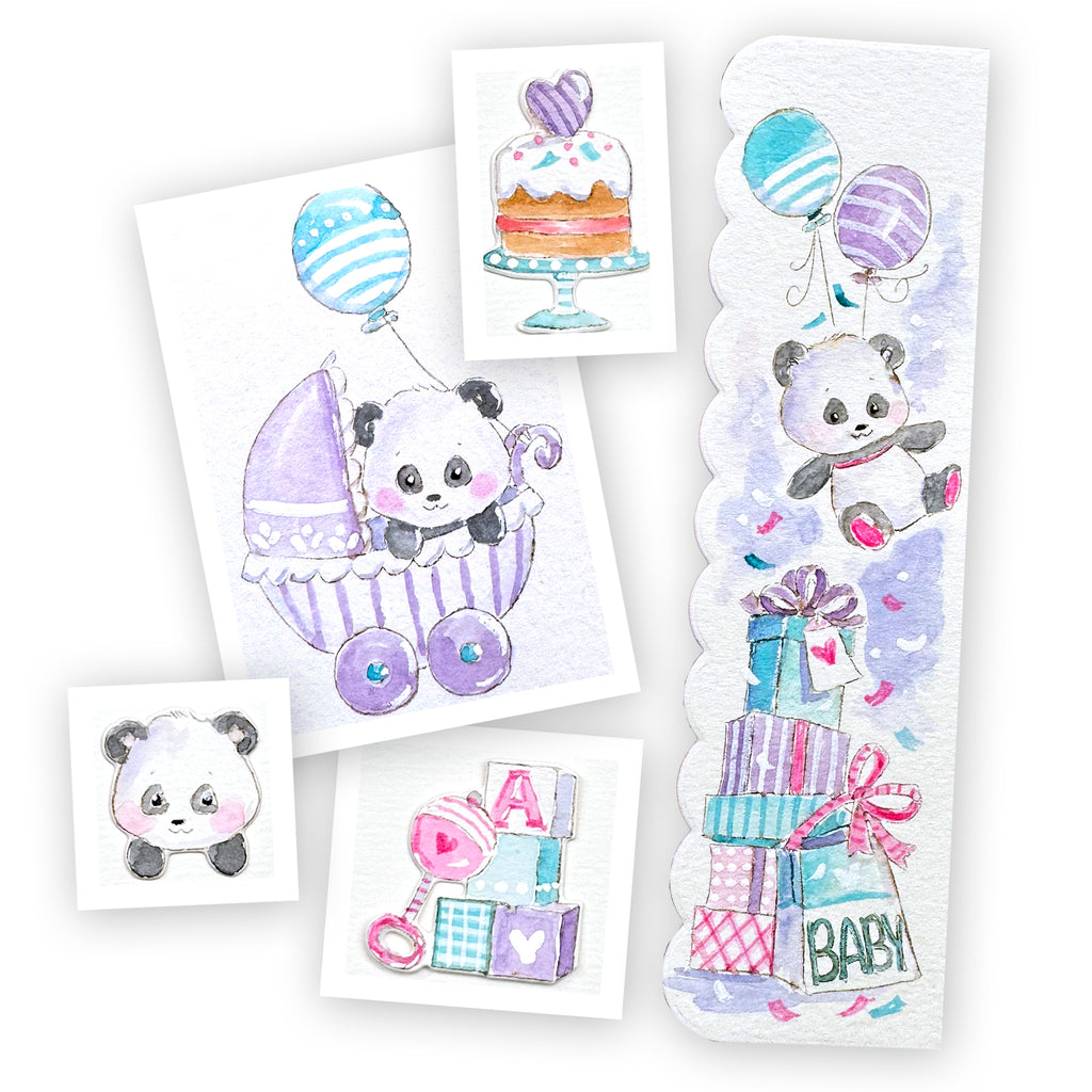 Art Impressions Baby Panda Stamps and Dies 6017 samples