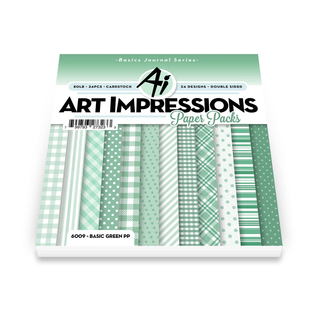 Art Impressions Basic Green 6x6 Inch Double-Sided Paper Pack 6009