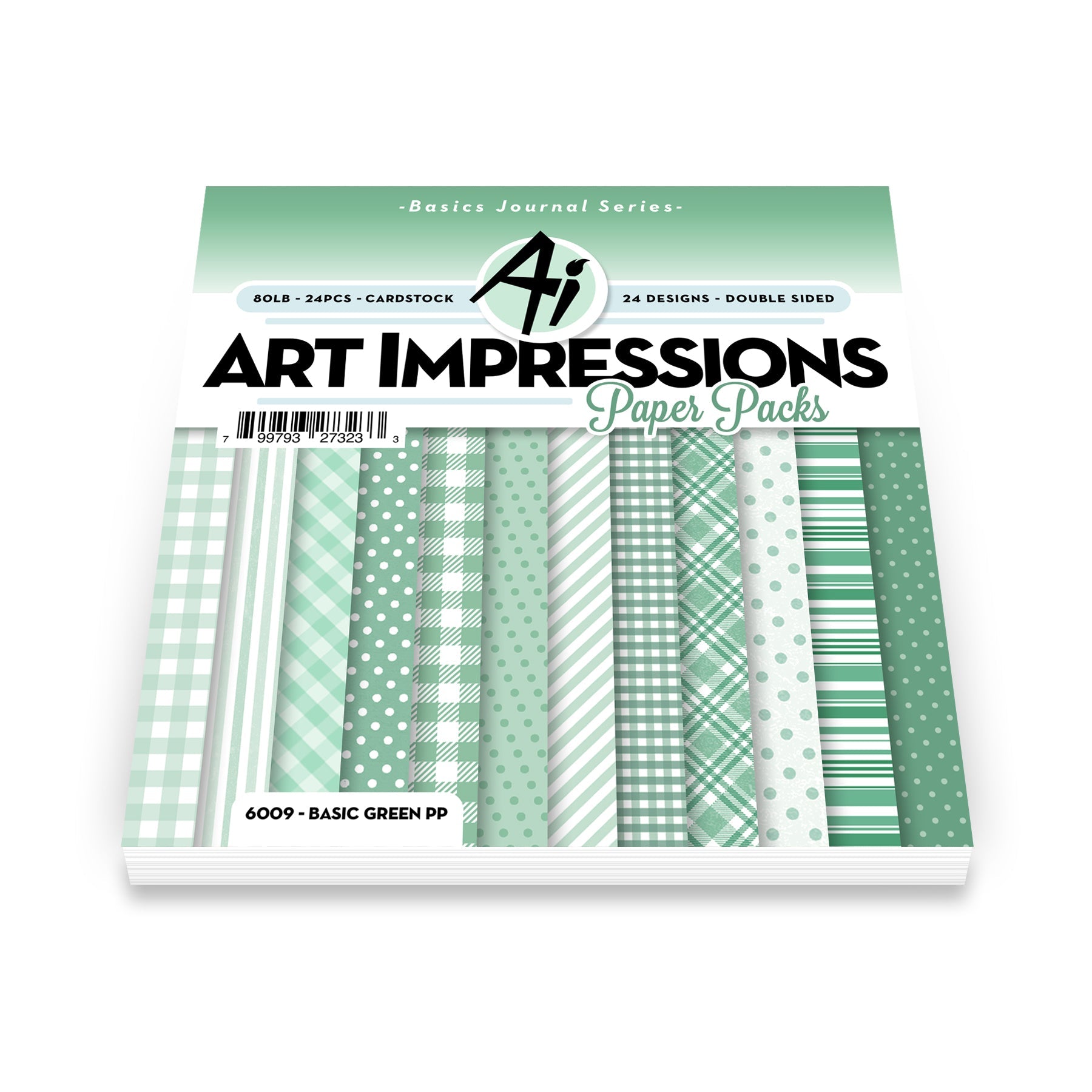 Art Impressions Basic Green 6x6 Inch Double-Sided Paper Pack 6009
