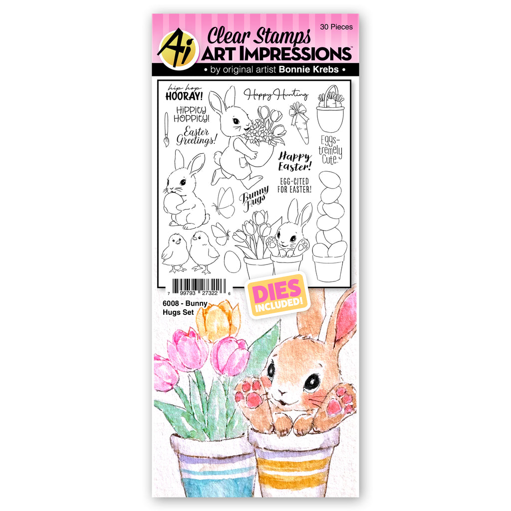 Art Impressions Bunny Hugs Stamp and Die Set 6008