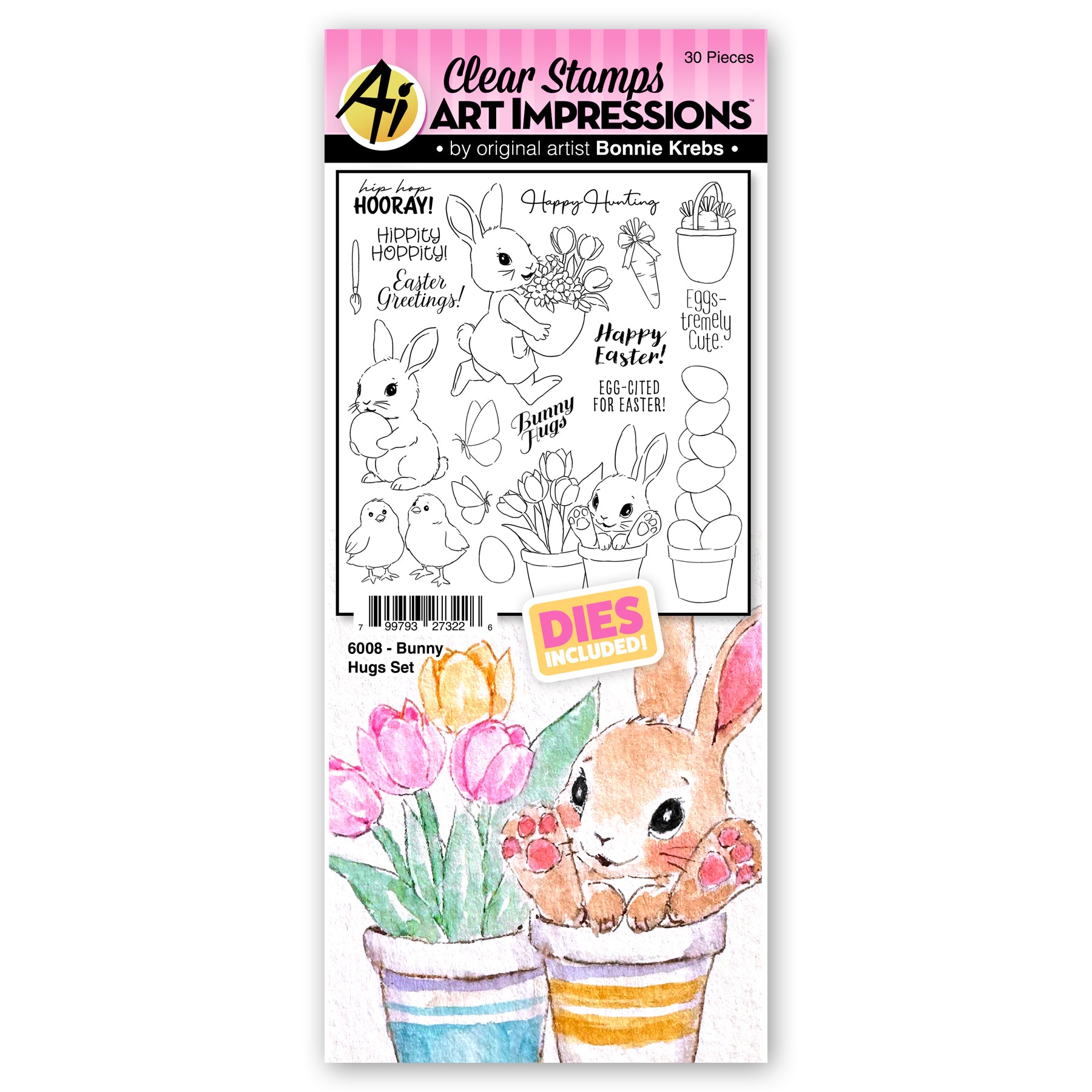 Art Impressions Bunny Hugs Stamp and Die Set 6008