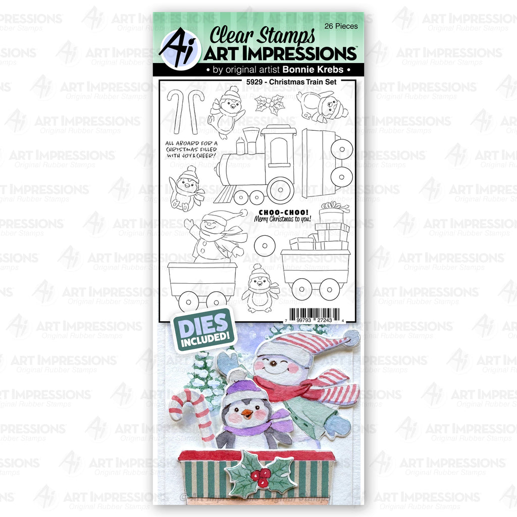 Art Impressions Christmas Train Stamp and Die Set 5929