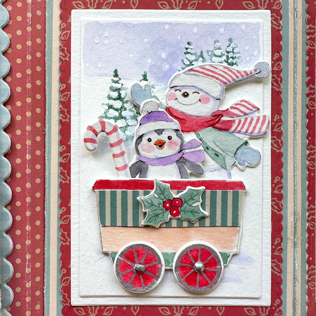 Art Impressions Christmas Train Stamp and Die Set 5929 snowman and penguin