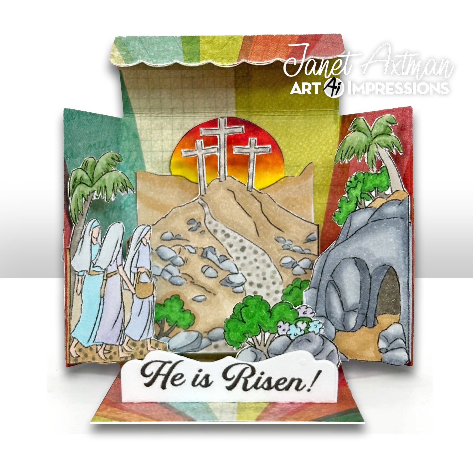 Art Impressions Cross and Tomb Matchbooks Stamps and Dies 6015 he is risen
