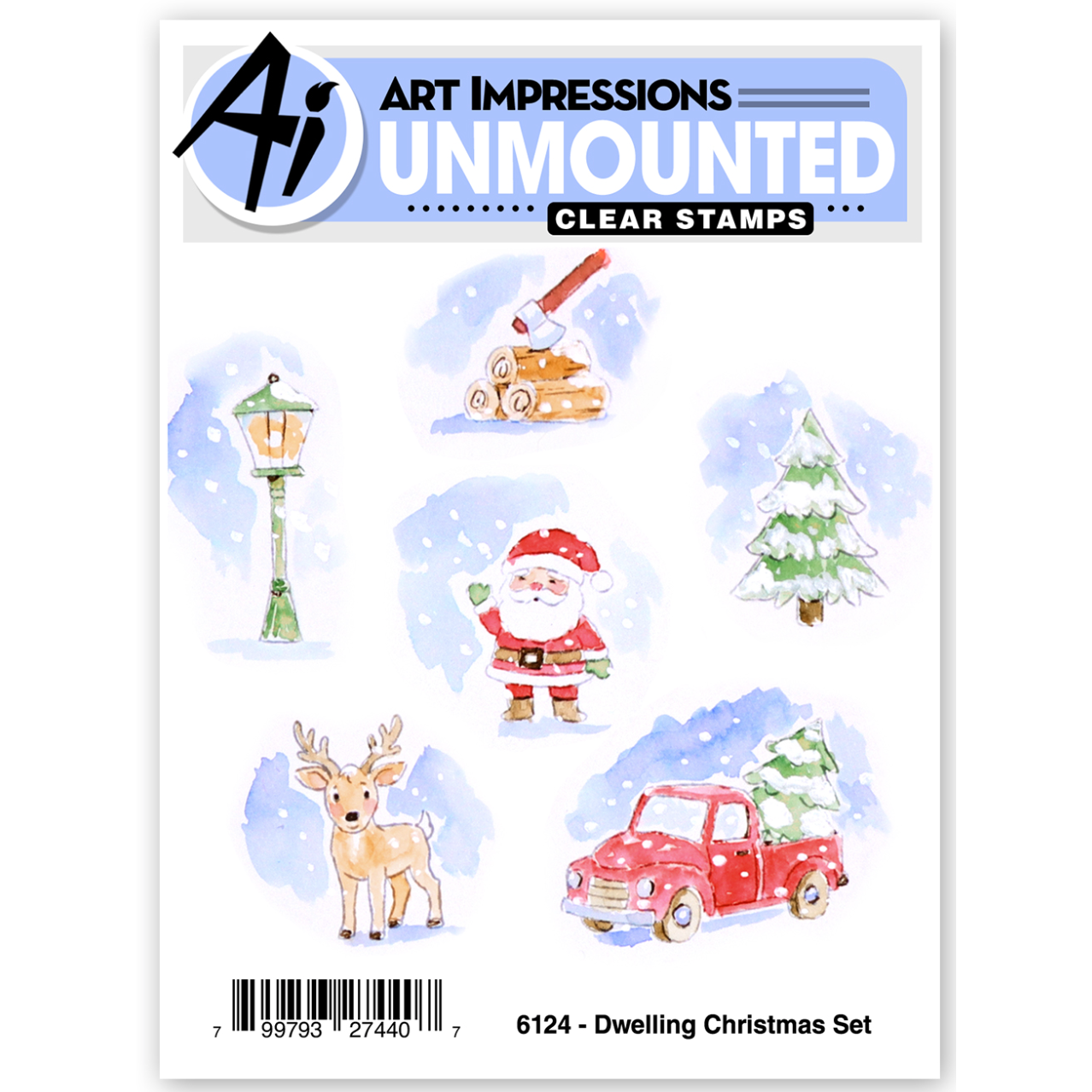 Art Impressions Dwelling Christmas Stamps 6124