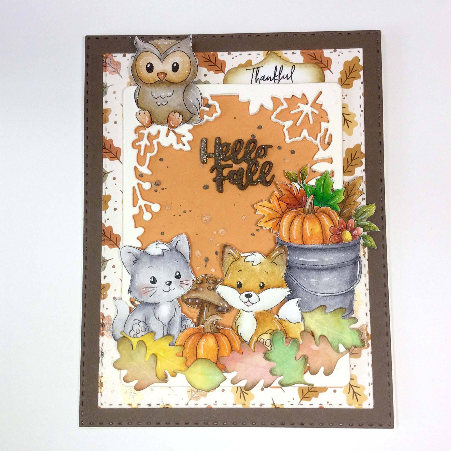 Art Impressions Fall Keepsake Stamps and Dies 6105 hello fall sentiment card