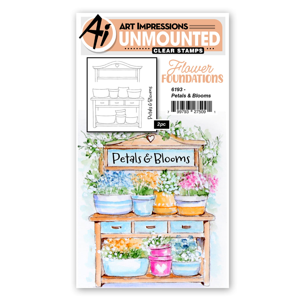 Art Impressions Flower Foundations Petals and Blooms Stamps 6193