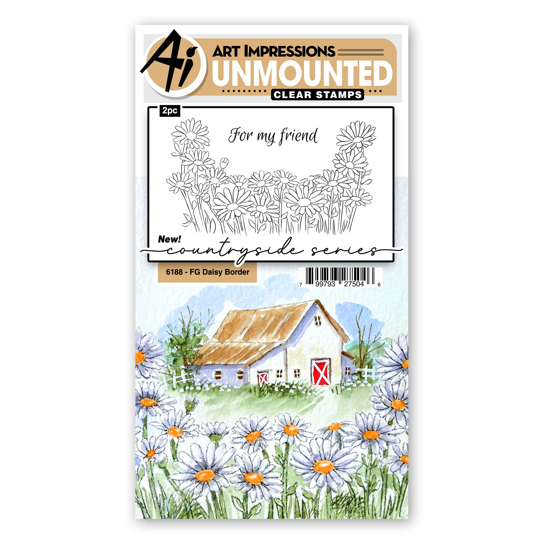 Art Impressions Foreground Daisy Border Stamps 6188