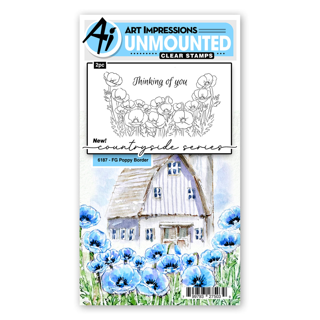 Art Impressions Foreground Poppy Border Stamps 6187