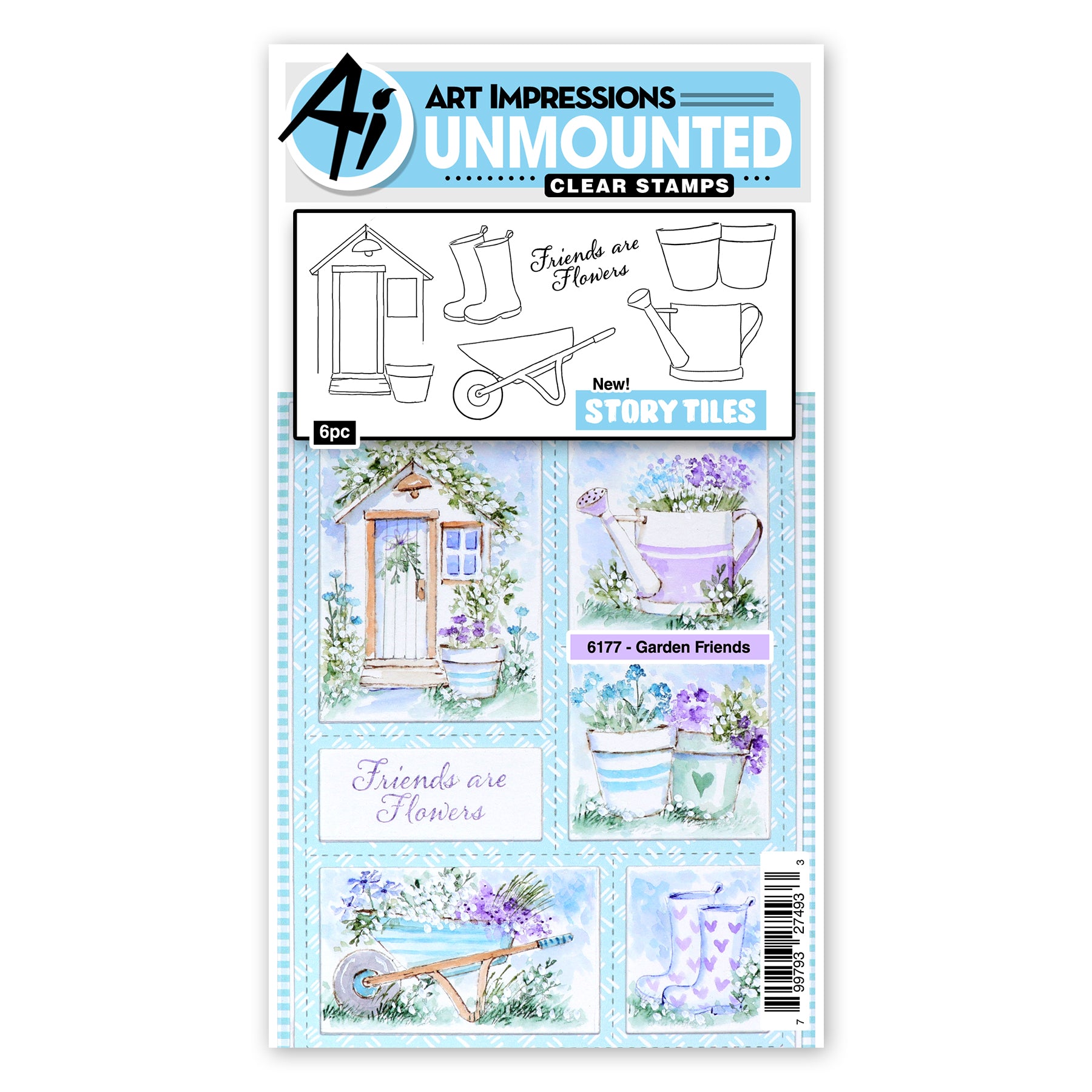 Art Impressions Garden Friends Story Tiles Stamps 6177