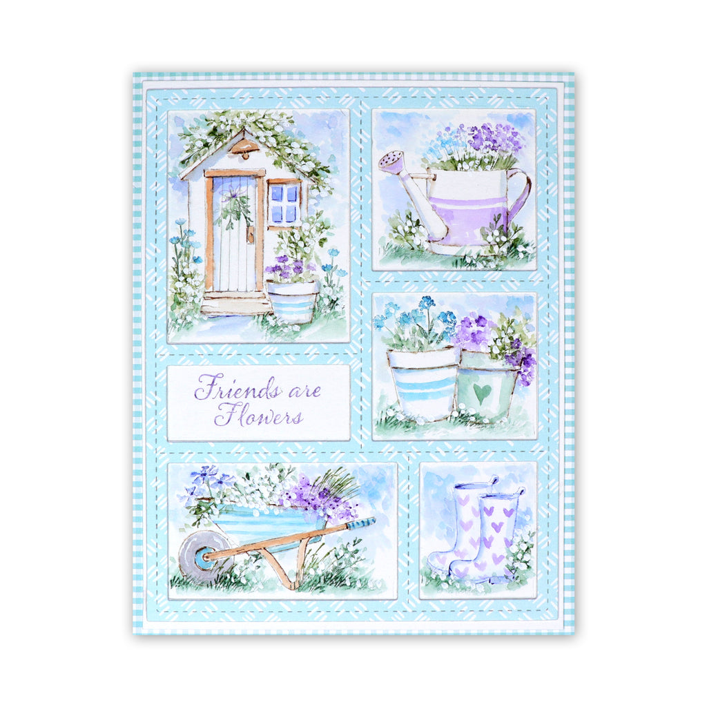 Art Impressions Garden Friends Story Tiles Stamps 6177 friends are flowers collage card