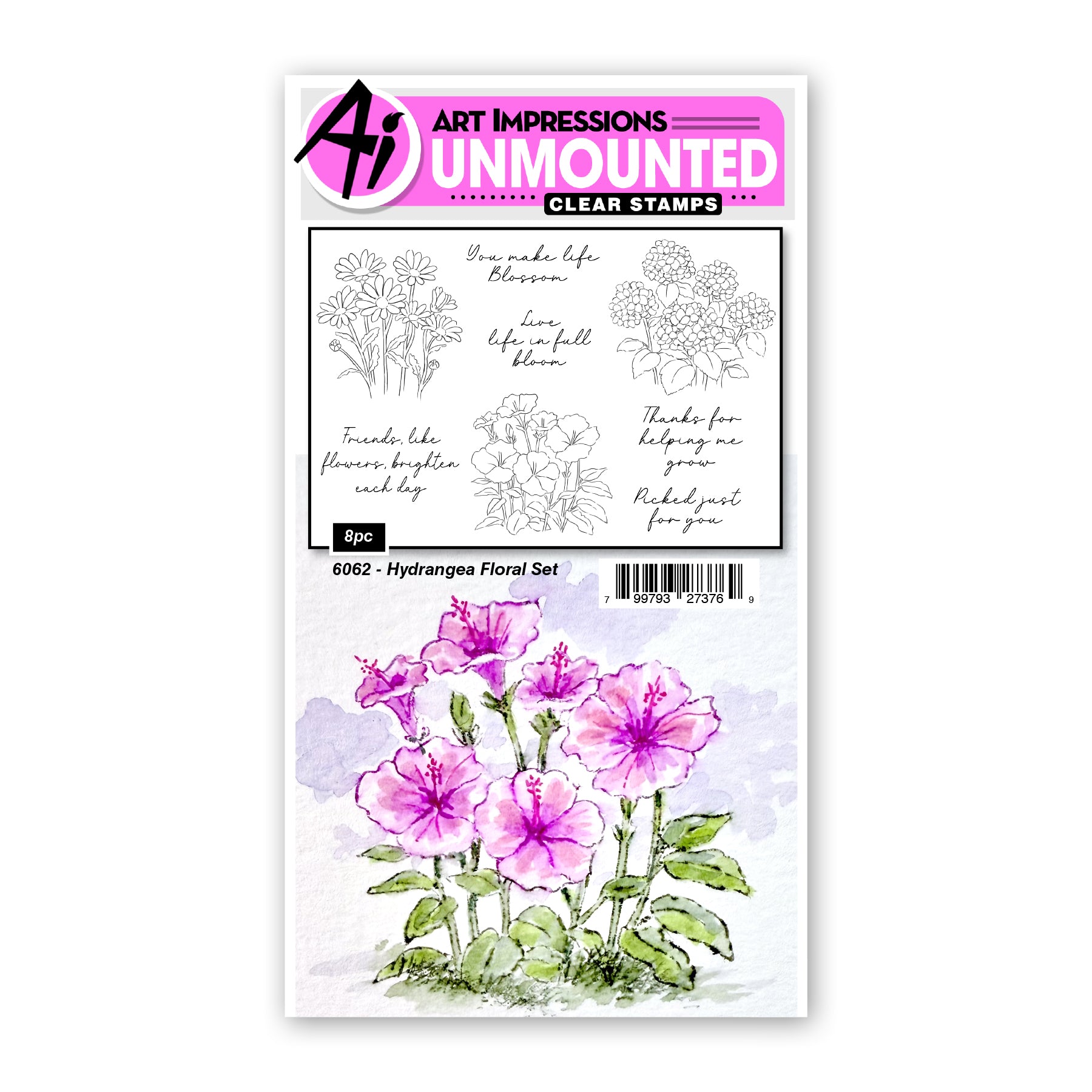 Art Impressions Hydrangea Floral Stamps 6062