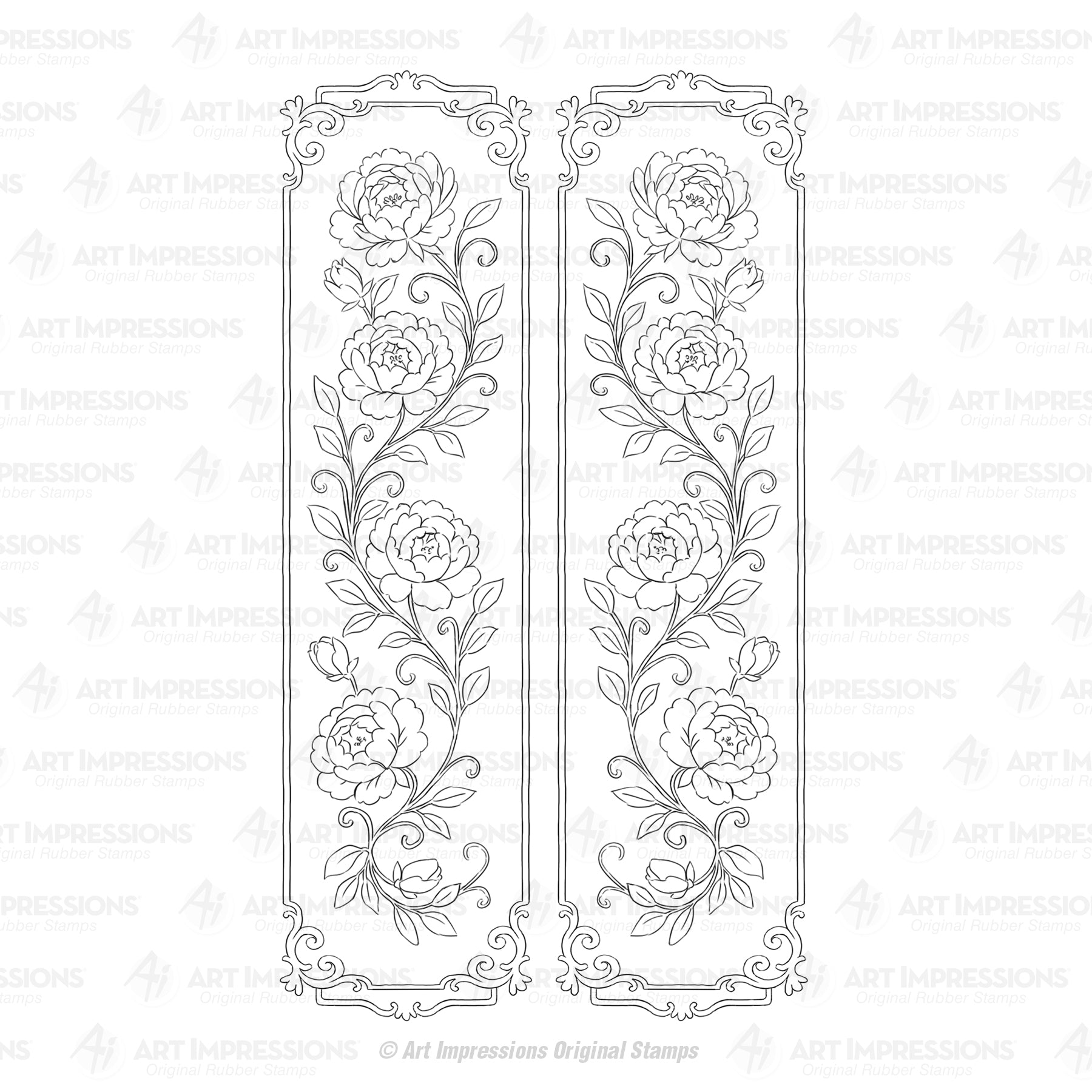 Art Impressions Peony Margin Stamp Set